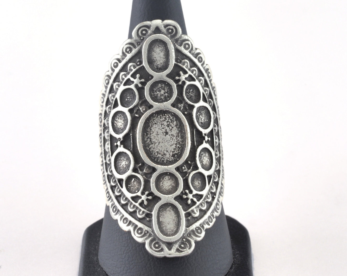 Ring Adjustable Ring Setting - Antique Silver Plated brass (18mm 8US inner size - Adjustable ) OZ3020