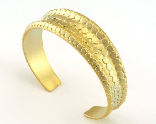 Dotted Shape Bracelet Matte Gold Plated Brass (60mm inner size - Adjustable ) OZ3155