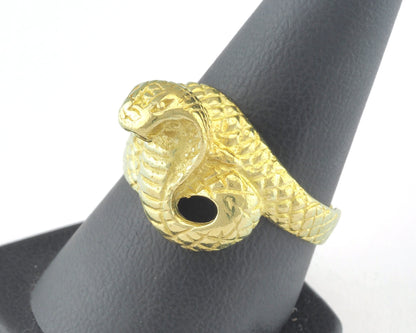 Snake Ring Queen Cobra Adjustable Ring Raw brass (18mm 8US inner size) Oz3243
