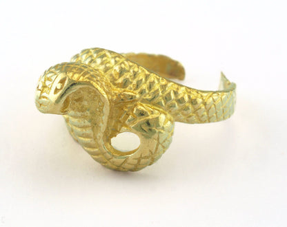 Snake Ring Queen Cobra Adjustable Ring Raw brass (18mm 8US inner size) Oz3243