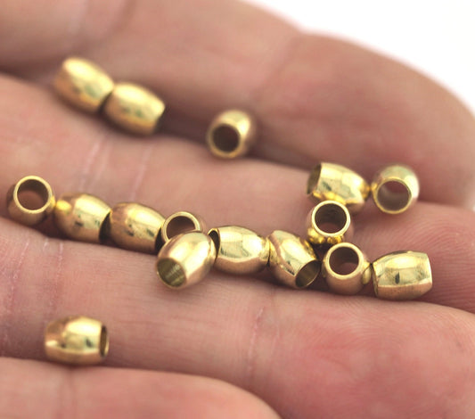 Spacer oval bead 5.5x5mm (hole 3mm) raw solid brass , findings bab3 Oz3025