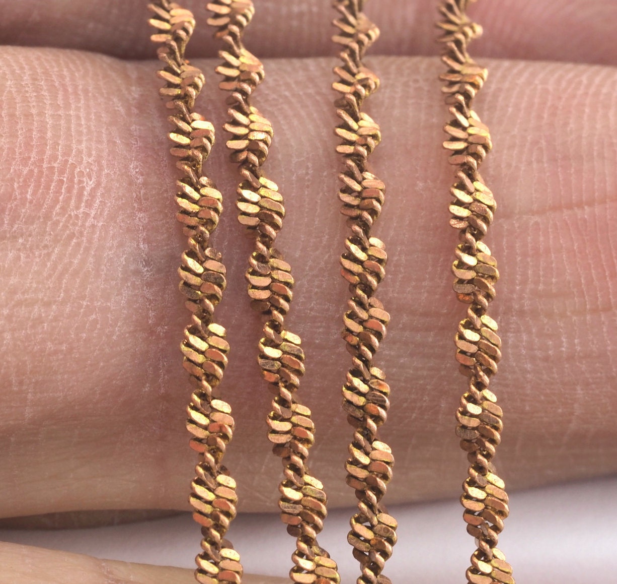 Brass snake chain 0,5x2mm raw brass z073