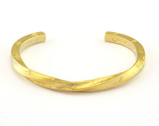 Cuff Bracelet Swirl Adjustable Matte Gold Plated Brass (62mm inner size - Adjustable ) OZ3167