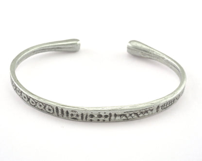 Bracelet Old symbols Antique Silver Plated Brass (50mm inner size - Adjustable ) OZ3178