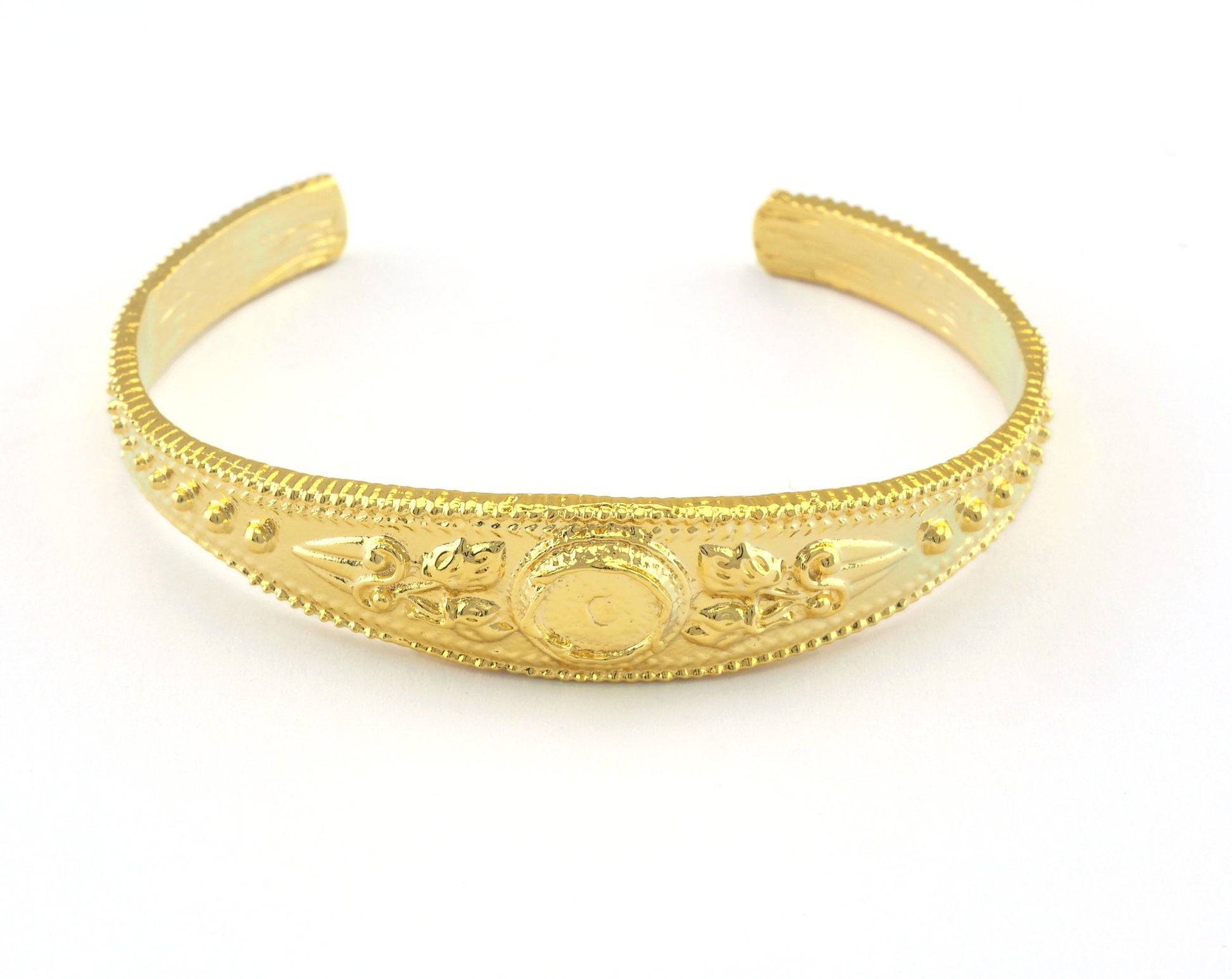 Textured Bracelet Shiny Gold Plated Brass (58mm inner size - Adjustable ) OZ3164