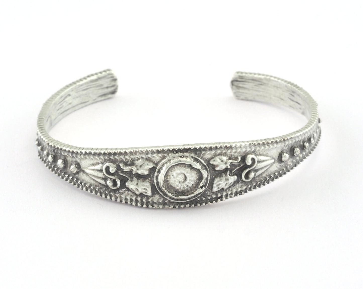 Textured Bracelet Antique Silver Plated Brass (58mm inner size - Adjustable ) OZ3164