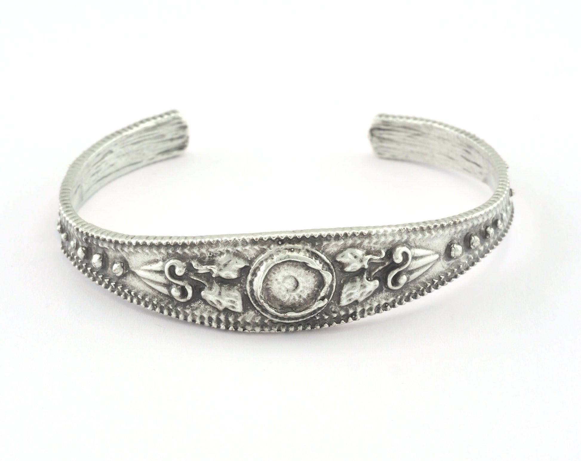 Textured Bracelet Antique Silver Plated Brass (58mm inner size - Adjustable ) OZ3164