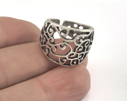 Branch branches Adjustable Ring Antique Silver Plated brass (17mm 7US inner size) OZ3058