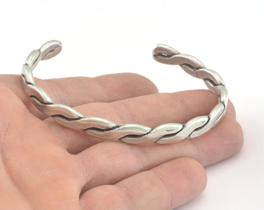 Swirl Adjustable Bracelet Antique Silver Plated Brass (64mm inner size - Adjustable ) OZ2966