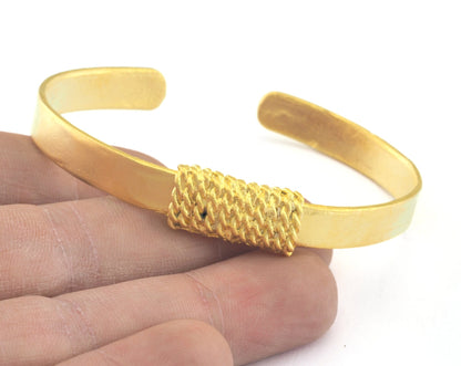 Roped Bracelet Adjustable Matte Gold Plated Brass (64mm inner size - Adjustable ) OZ3150
