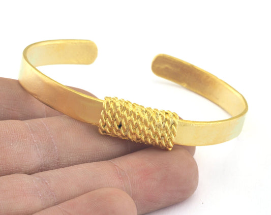 Roped Bracelet Adjustable Matte Gold Plated Brass (64mm inner size - Adjustable ) OZ3150