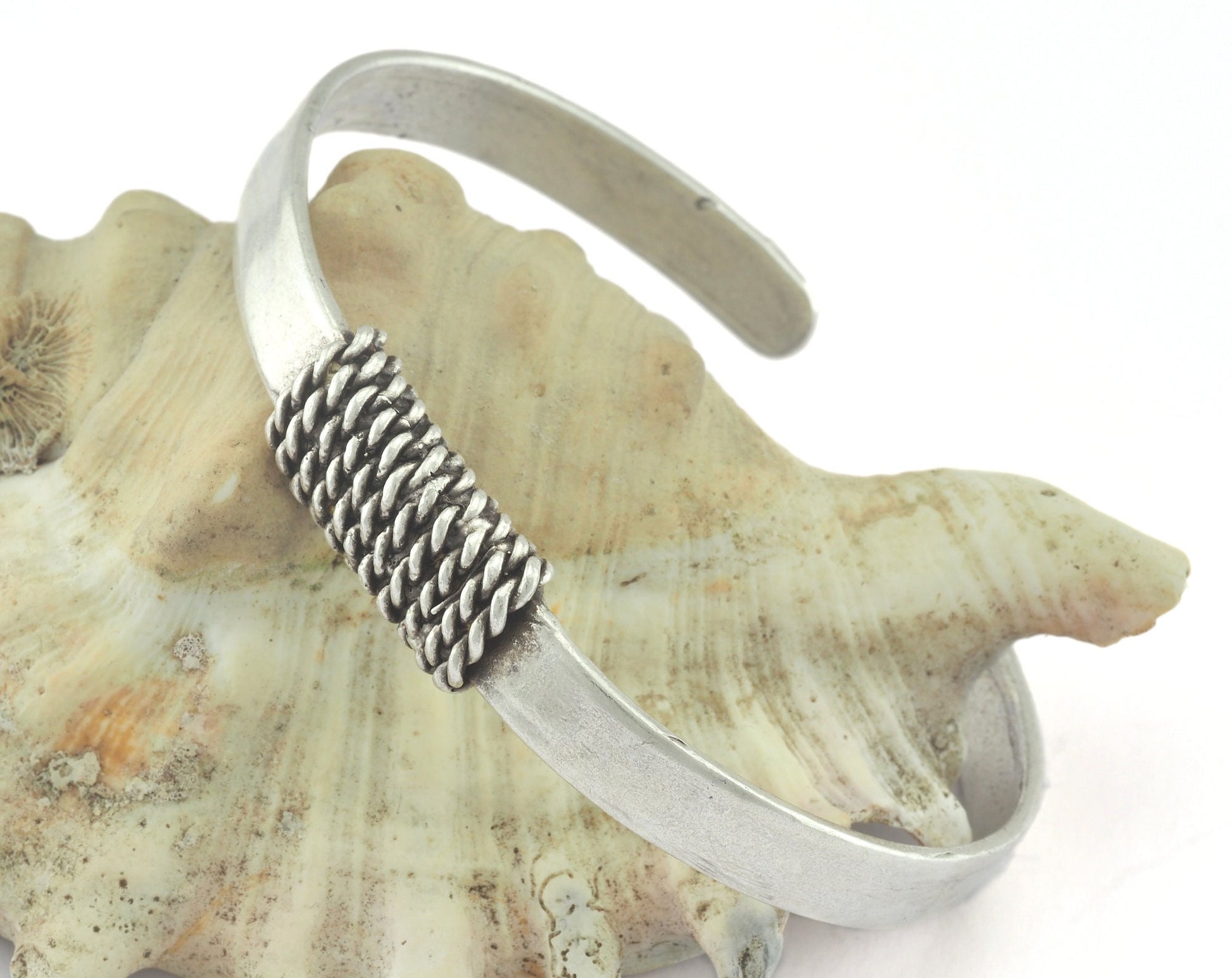 Roped Bracelet Adjustable Antique Silver Plated Brass (64mm inner size - Adjustable ) OZ3150