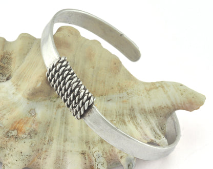 Roped Bracelet Adjustable Antique Silver Plated Brass (64mm inner size - Adjustable ) OZ3150