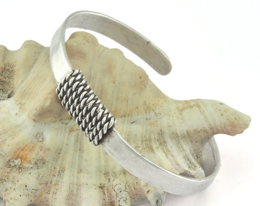 Roped Bracelet Adjustable Antique Silver Plated Brass (64mm inner size - Adjustable ) OZ3150