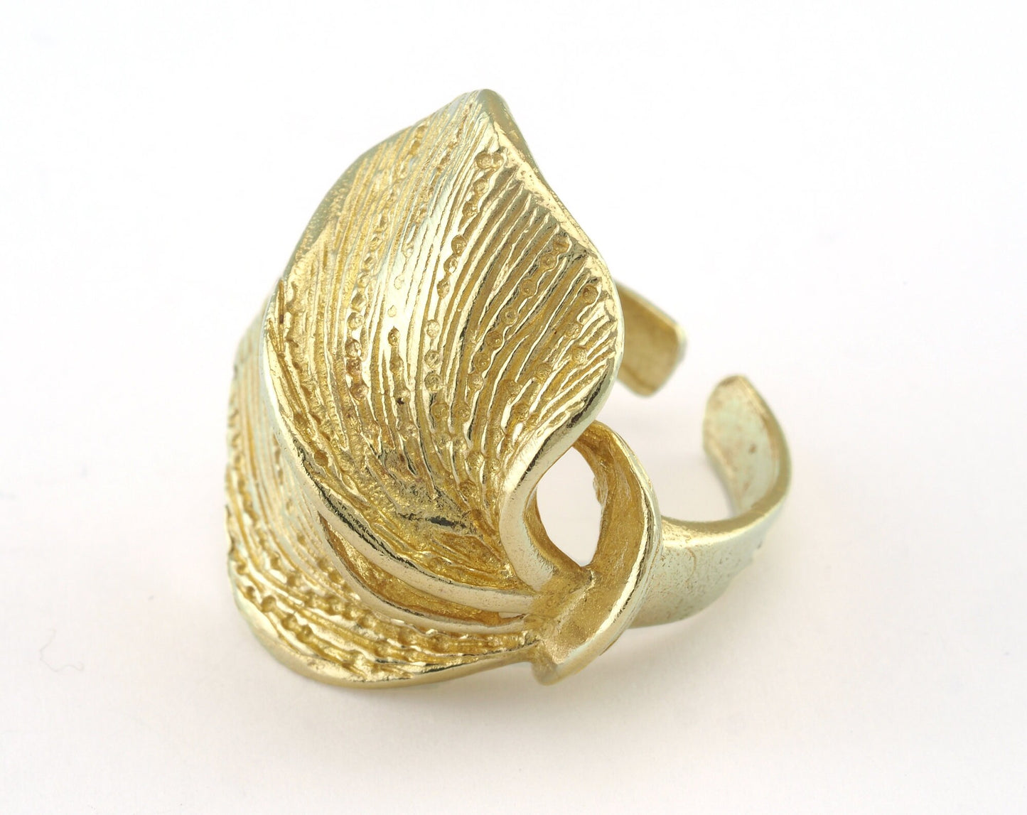 Leaf Ring Adjustable Raw brass (18mm 8US inner size) OZ3245 ring27