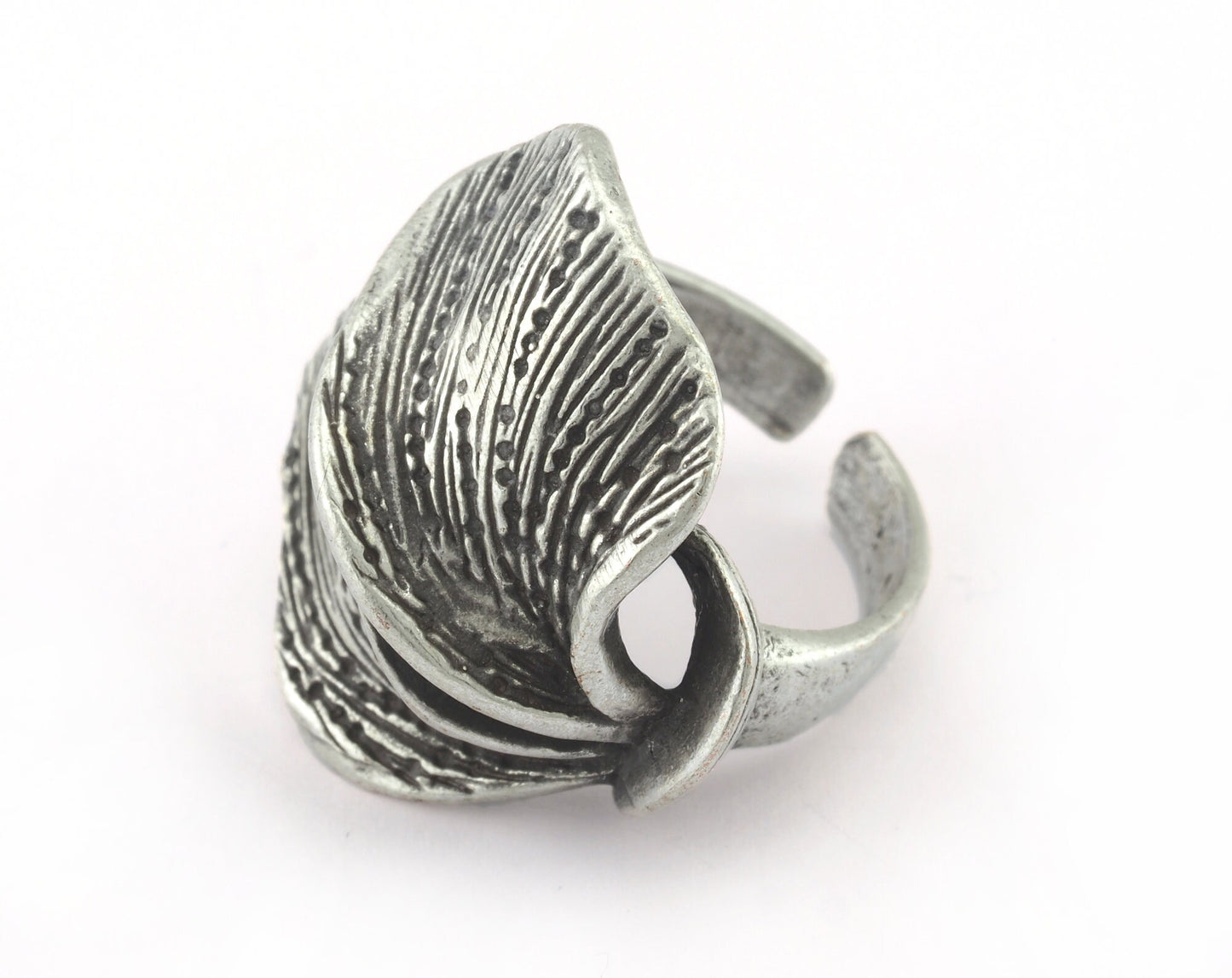 Leaf Ring Adjustable Antique Silver Plated brass (18mm 8US inner size) OZ3245 ring27