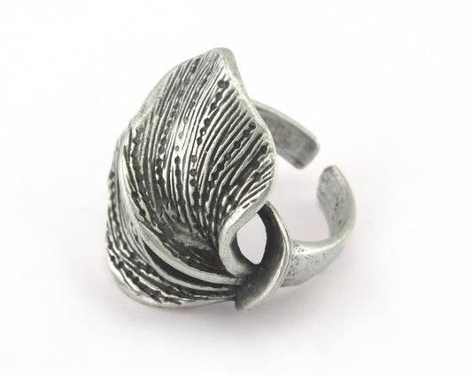 Leaf Ring Adjustable Antique Silver Plated brass (18mm 8US inner size) OZ3245 ring27
