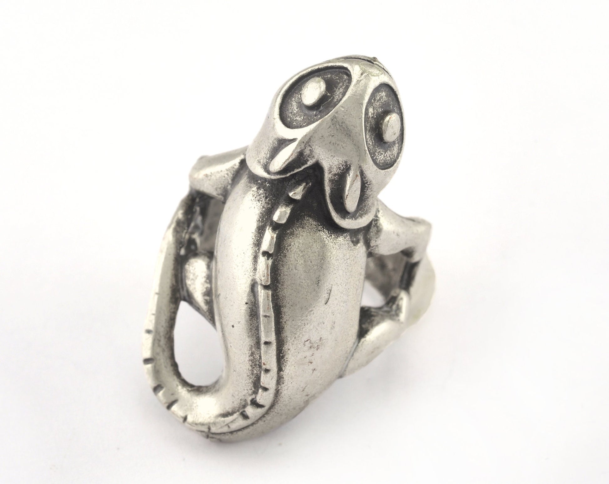 Chameleon Adjustable Ring Antique Silver Plated brass (18mm 8US inner size) OZ2829