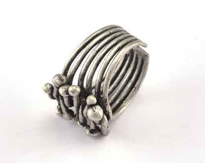 Adjustable Nails Ring Antique Silver Plated brass (18.5mm 8.5US inner size) OZ2708