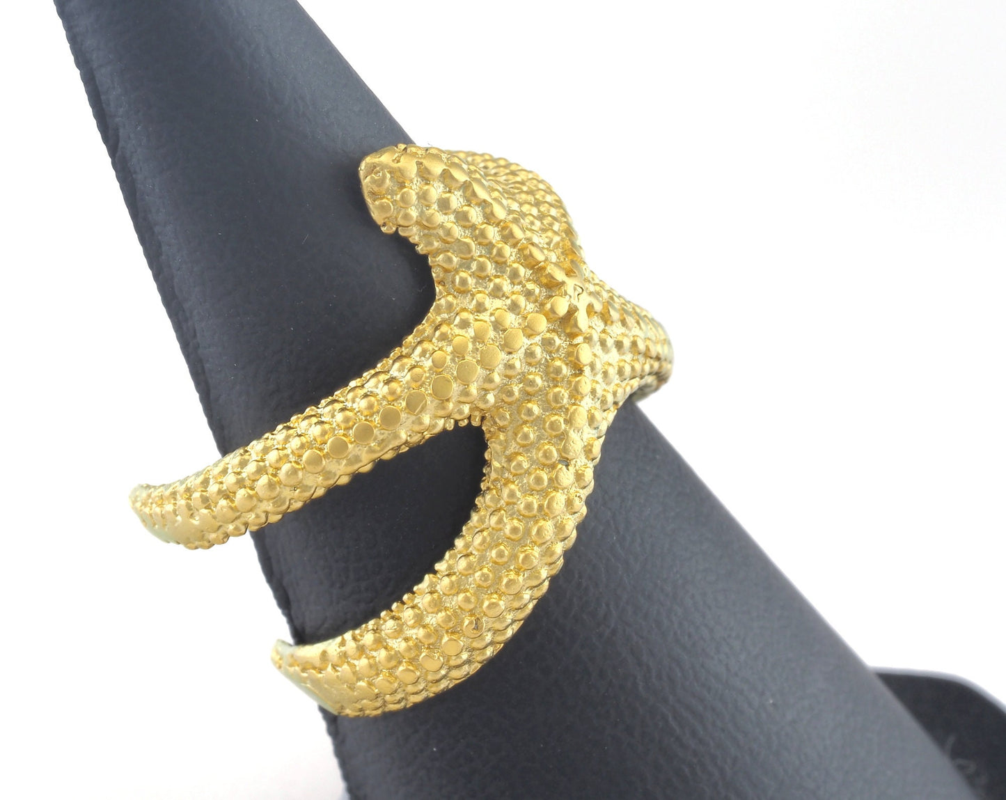 Starfish Adjustable Ring Shiny Gold Plated brass (18mm 8US inner size) OZ3065