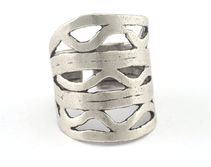 Adjustable Antique silver plated brass (18mm 8US inner size) Oz2992