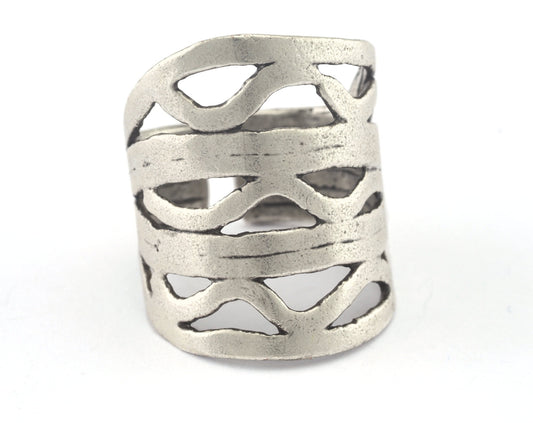 Adjustable Antique silver plated brass (18mm 8US inner size) Oz2992