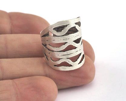 Adjustable Antique silver plated brass (18mm 8US inner size) Oz2992