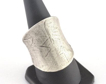 Adjustable Tube Ring Antique Silver Plated brass (18mm 8US inner size) Oz2990