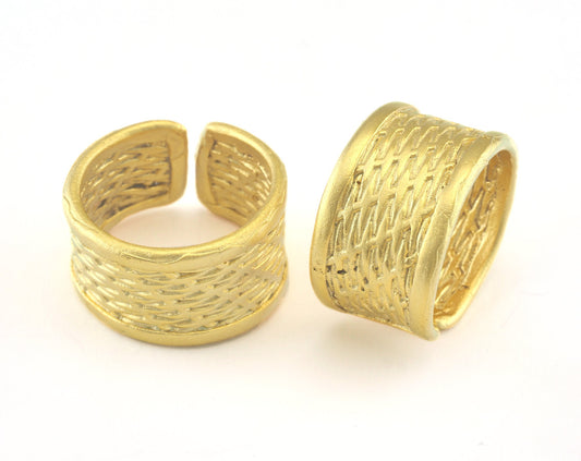 Textures Band Adjustable Ring Matte Gold Plated brass (17mm 7US inner size) OZ3255 ring21