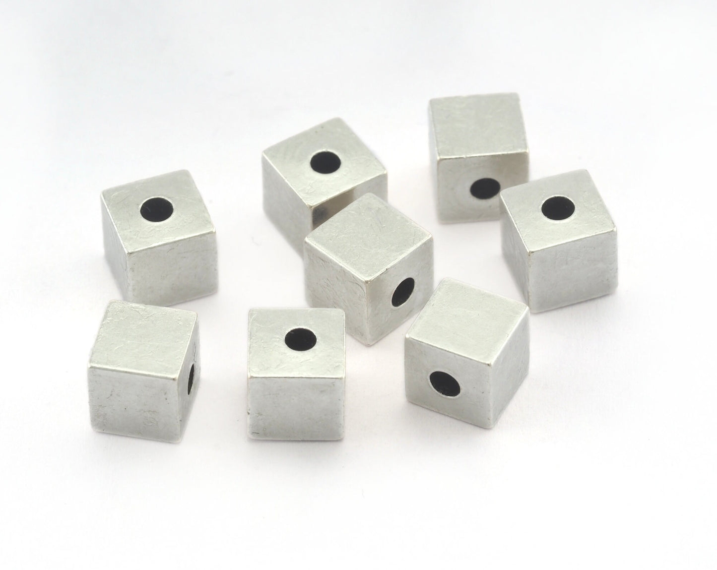 Square Cube Antique Silver Brass stamping 6x6mm 1/4"x1/4" (2mm 5/64" 13 gauge hole ) bab2 1610