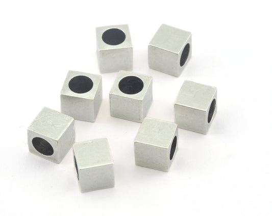 Square cube stamping beads Antique Silver brass 7x7mm (5mm hole) bab5 OZ2945