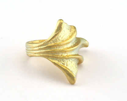 Leaf Ring Adjustable Matte Gold Plated Brass (20.5mm 10.5US inner size) Oz3076