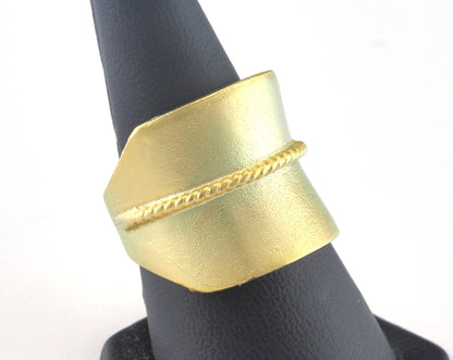 Ring Middle rope Adjustable Matte Gold Plated brass (18mm 8US inner size) OZ3077