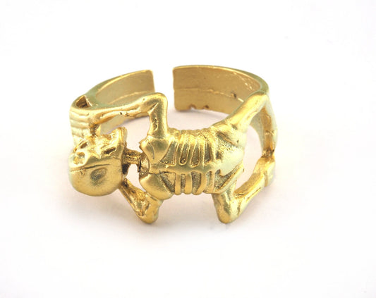 Skeleton Ring Matte Gold Plated filigree brass (20mm 10US inner size) OZ3078