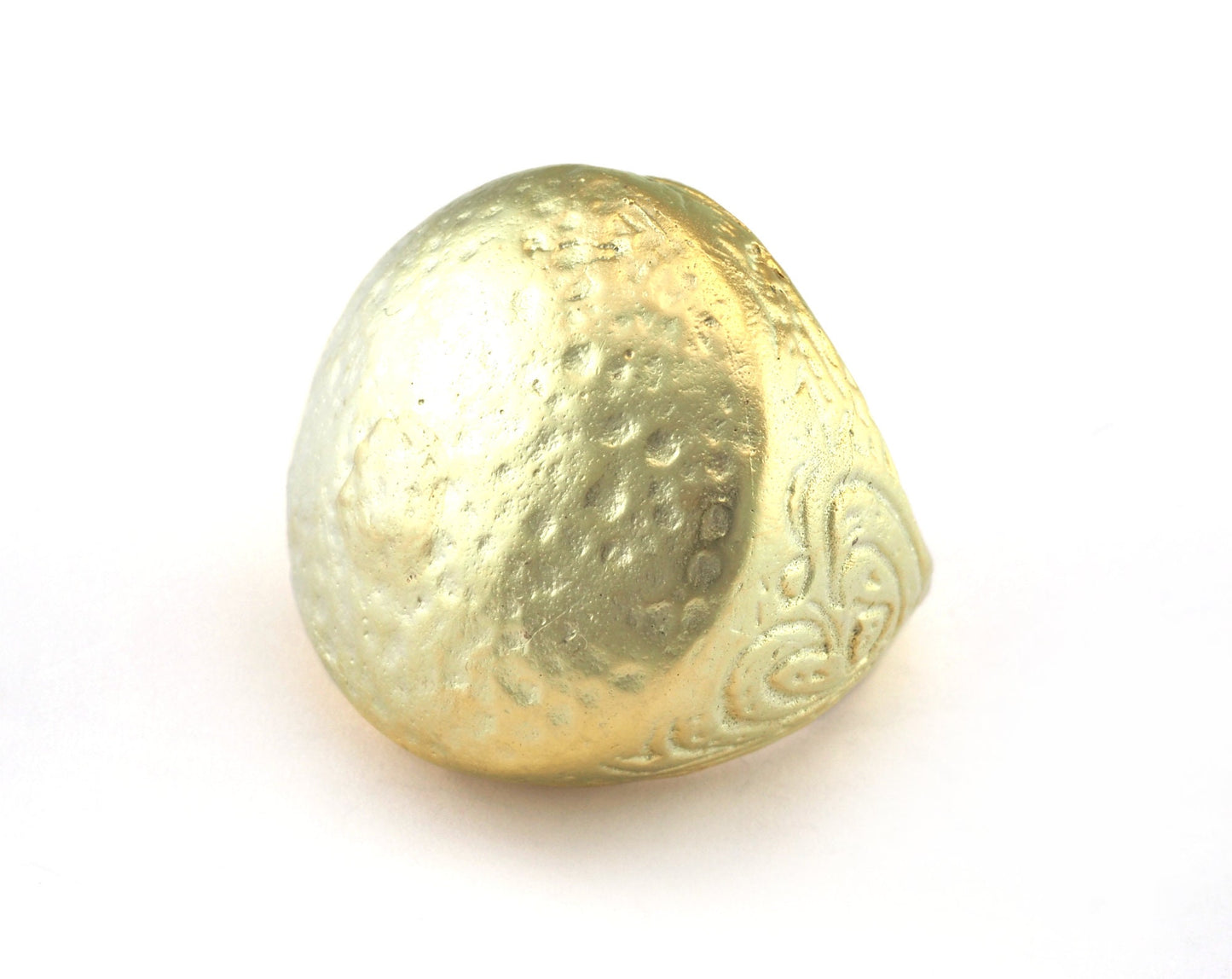 Adjustable Ring Hammered Domed Matte Gold Plated filigree brass (20mm 10US inner size) OZ3079