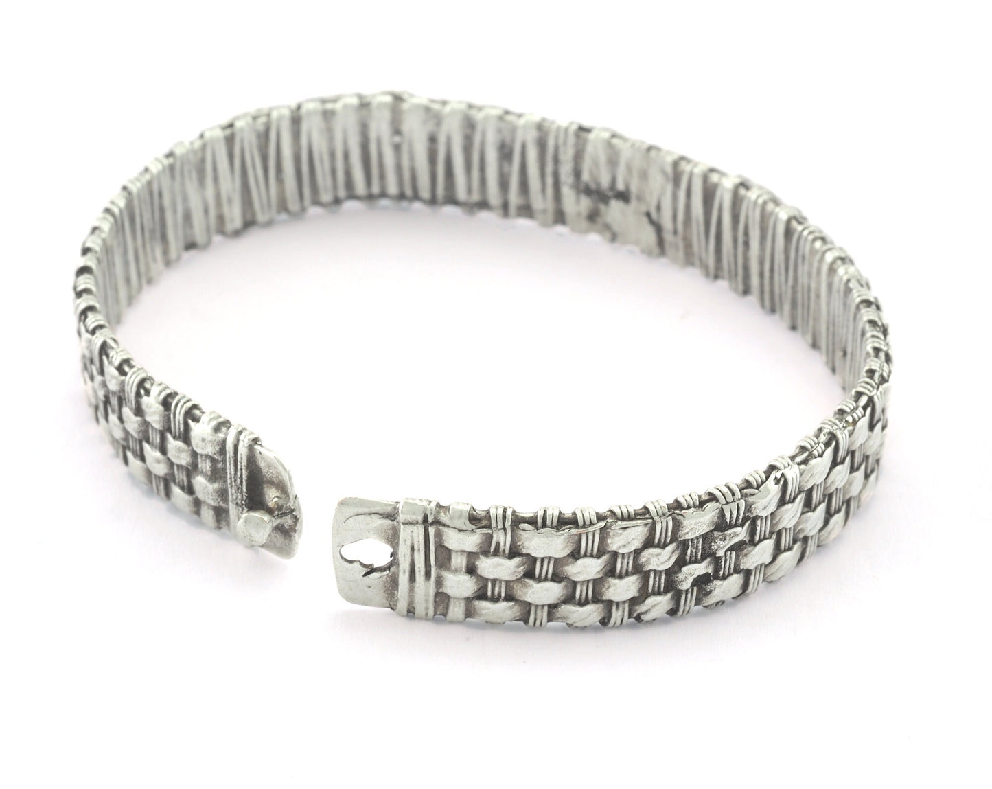 Weave Shape Locked Bracelet Antique Silver Plated Brass (60mm inner size - Adjustable ) OZ3153