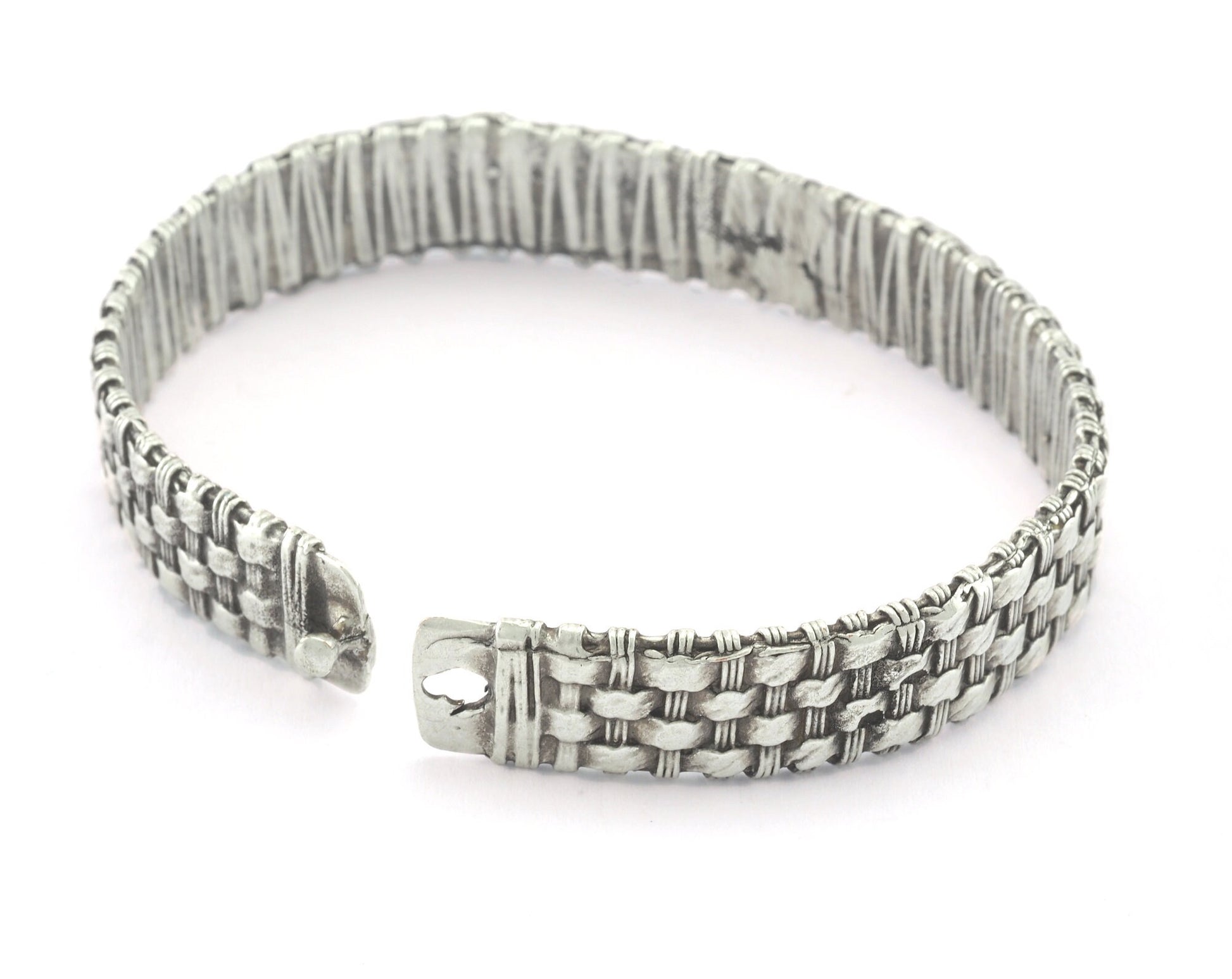 Weave Shape Locked Bracelet Antique Silver Plated Brass (60mm inner size - Adjustable ) OZ3153