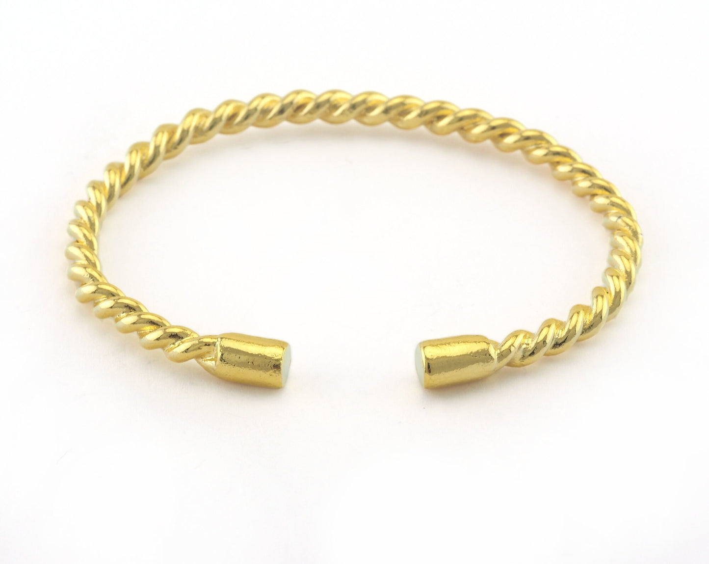 Cuff Bracelet Twisted Adjustable Shiny Gold Plated Brass (65mm inner size - Adjustable ) OZ3173