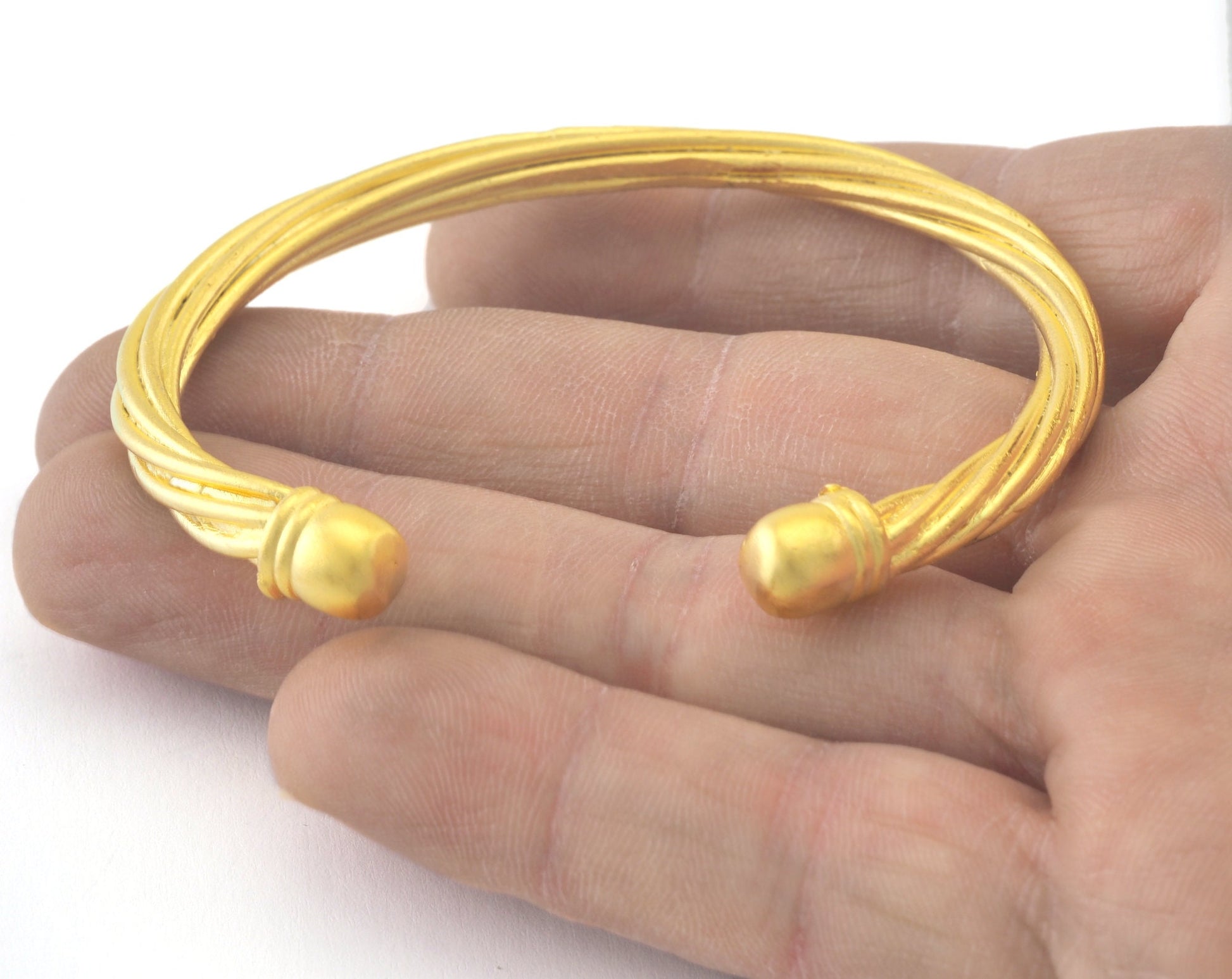 Cuff Bracelet Swirl Matte Gold Plated Brass (60mm inner size - Adjustable ) OZ3168