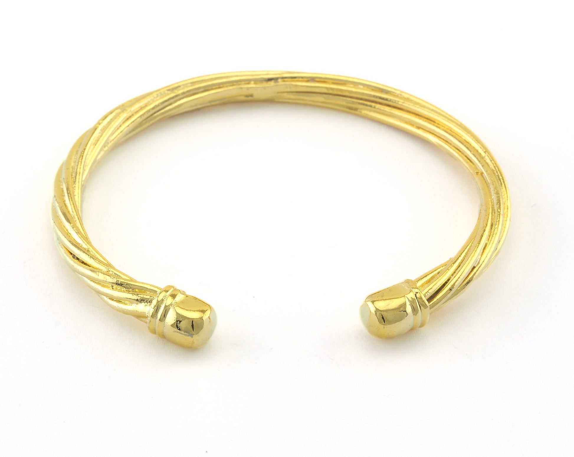 Cuff Bracelet Swirl Adjustable Shiny Gold Plated Brass (60mm inner size - Adjustable ) OZ3168