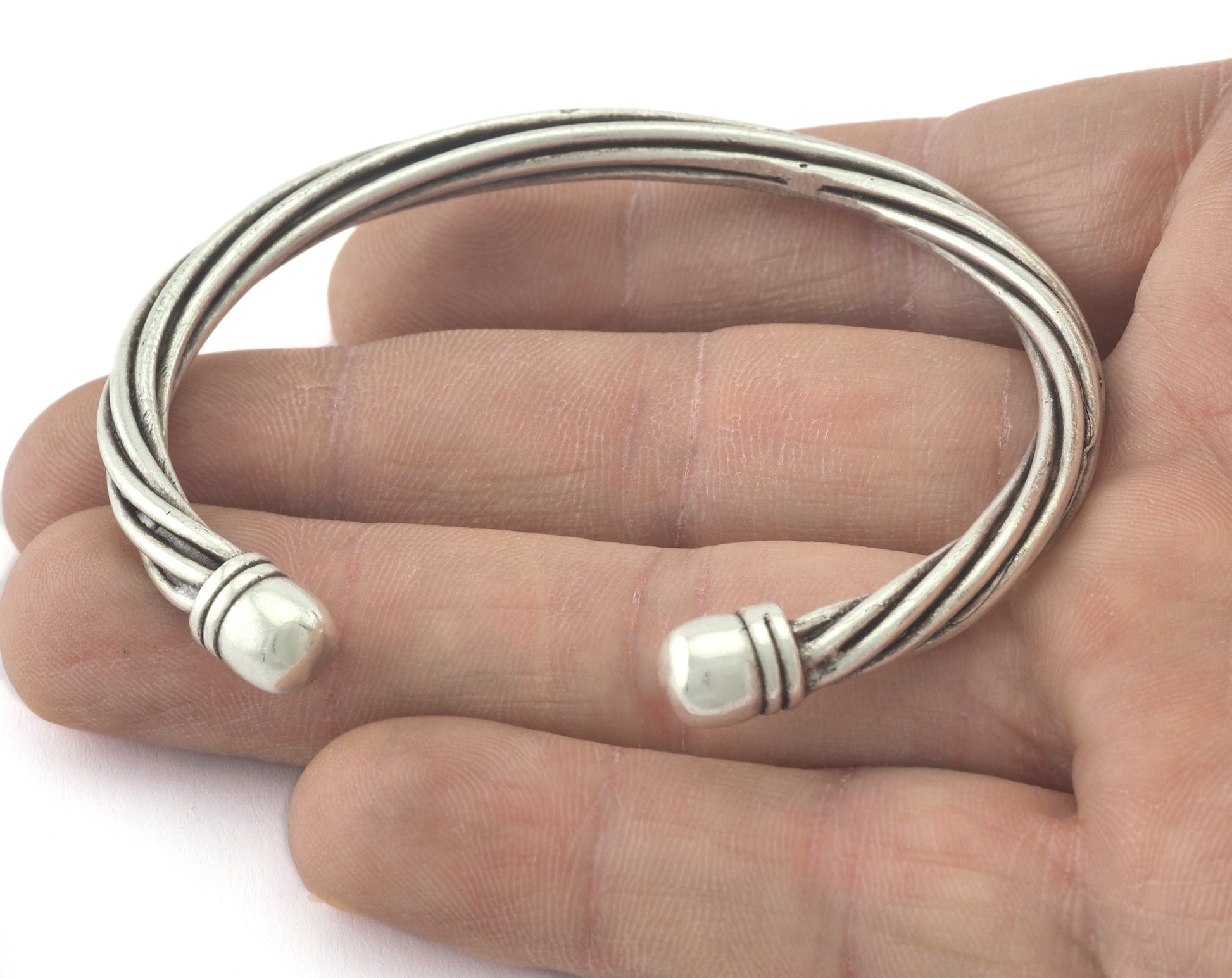 Cuff Bracelet Swirl Adjustable Antique Silver Plated Brass (60mm inner size - Adjustable ) OZ3168
