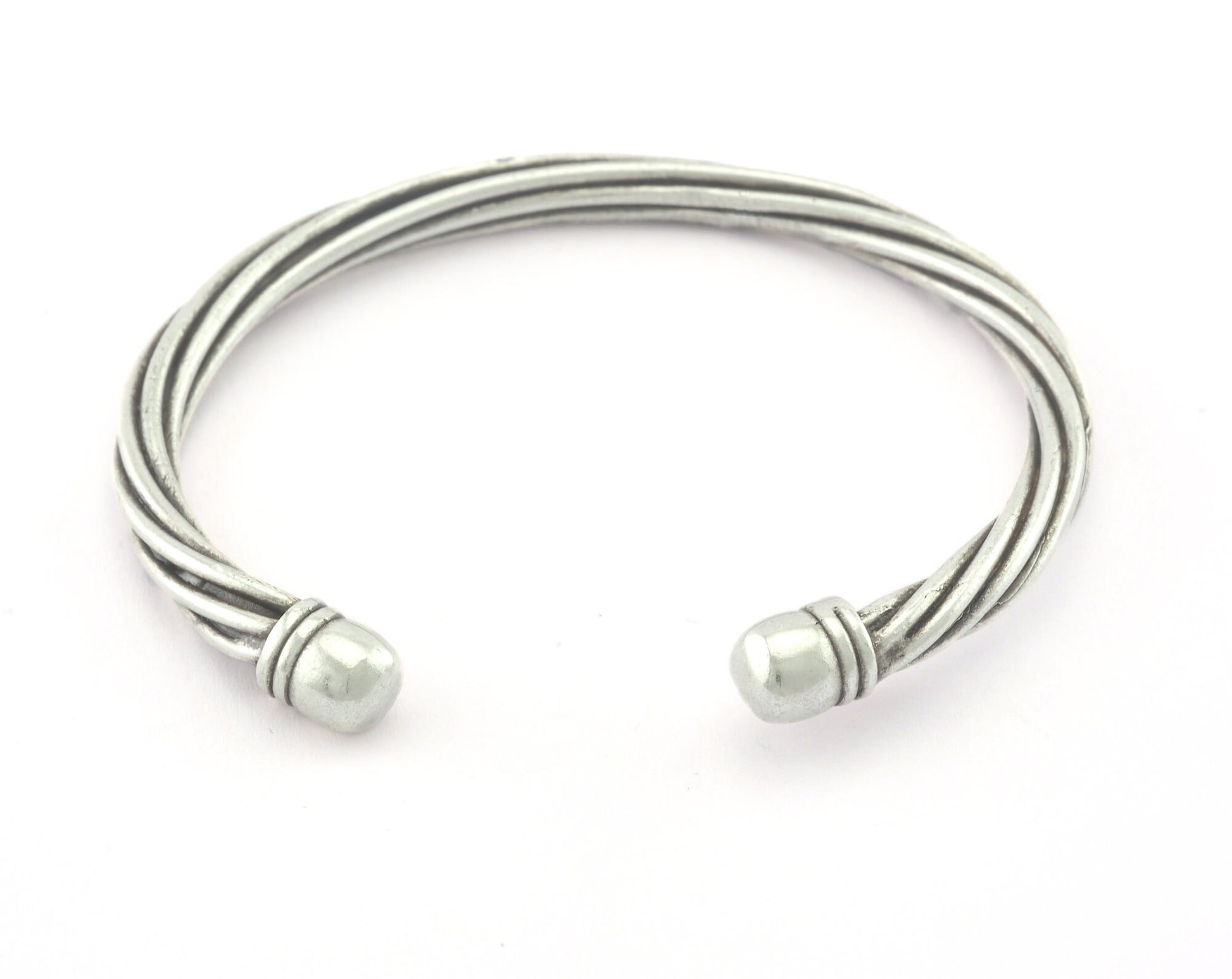 Cuff Bracelet Swirl Adjustable Antique Silver Plated Brass (60mm inner size - Adjustable ) OZ3168