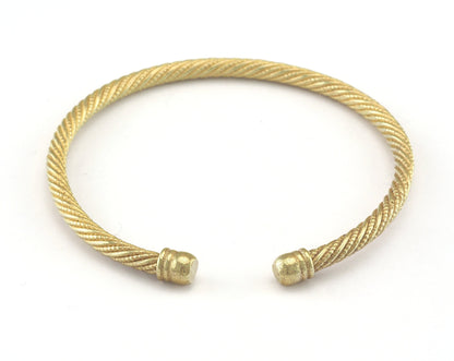 Swirl Bracelet Raw Brass 1 pc. (62mm inner size - Adjustable ) OZ3156