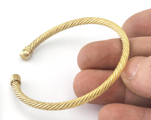 Swirl Bracelet Raw Brass 1 pc. (62mm inner size - Adjustable ) OZ3156