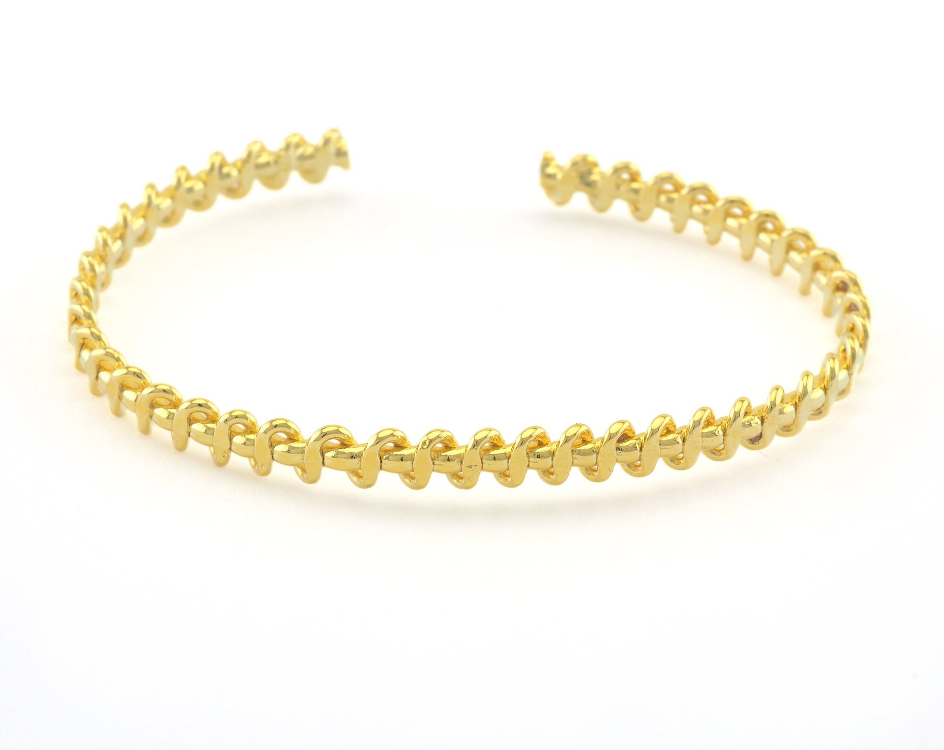 Swirl Bracelet Shiny Gold Plated Brass (64mm inner size - Adjustable ) OZ2995