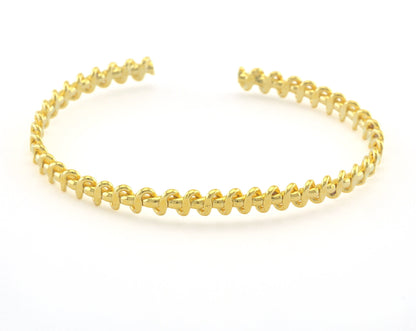 Swirl Bracelet Shiny Gold Plated Brass (64mm inner size - Adjustable ) OZ2995