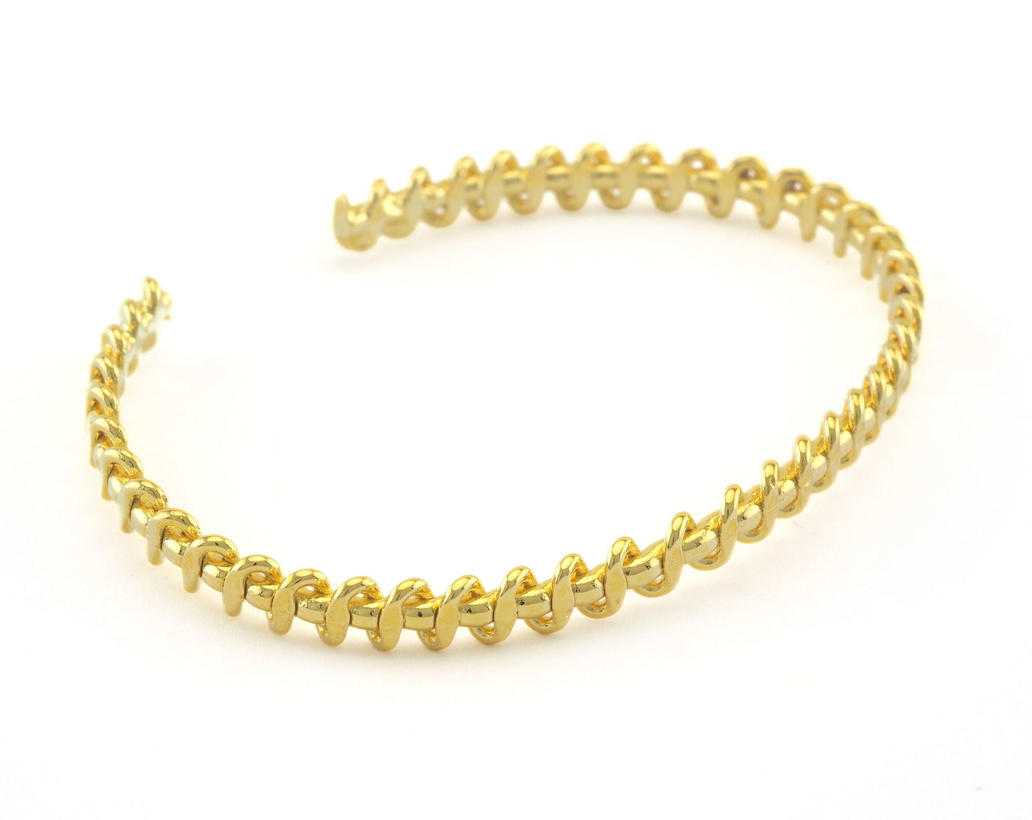 Swirl Bracelet Shiny Gold Plated Brass (64mm inner size - Adjustable ) OZ2995