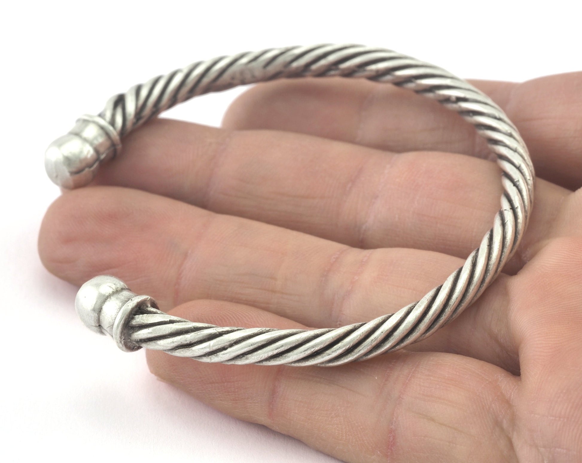 Swirl Bracelet Antique Silver Plated Brass (62mm inner size - Adjustable ) OZ3152