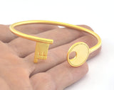 Key Bracelet Adjustable Matte Gold Plated Brass (62mm inner size - Adjustable ) OZ3183