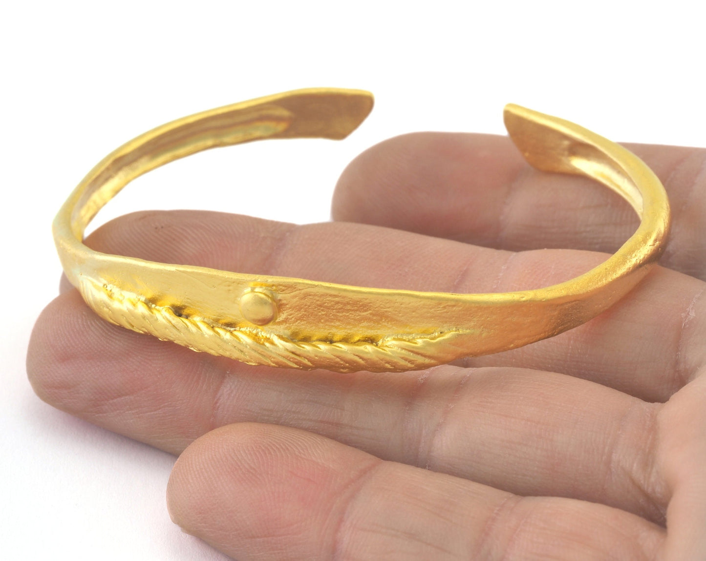 Textured Cuff Bracelet Adjustable Matte Gold Plated Brass (62mm inner size - Adjustable ) OZ3163